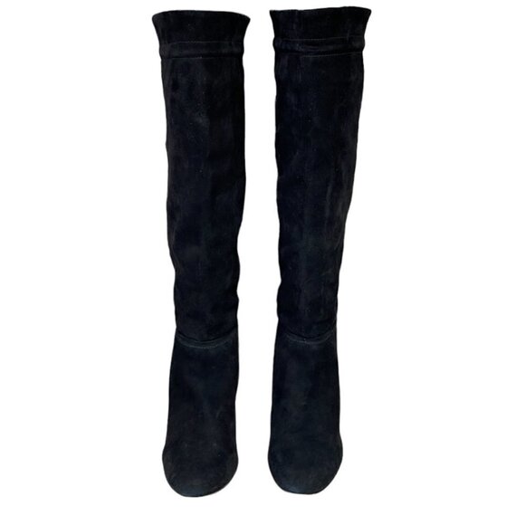 Kate Spade Shoe Over the Knee Heeled Boot Black Suede Leather 6 1/2 Medium M - Picture 4 of 16